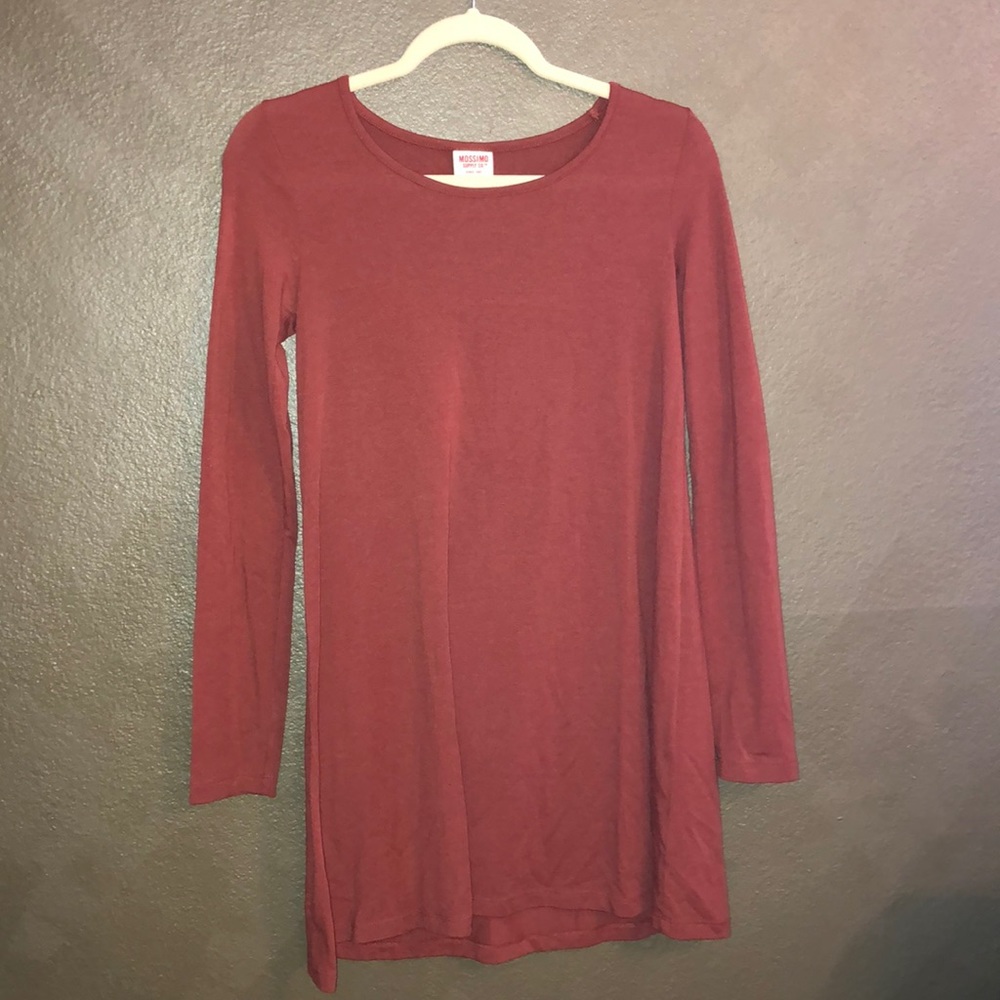 Burnt orange, long sleeve t-shirt dress